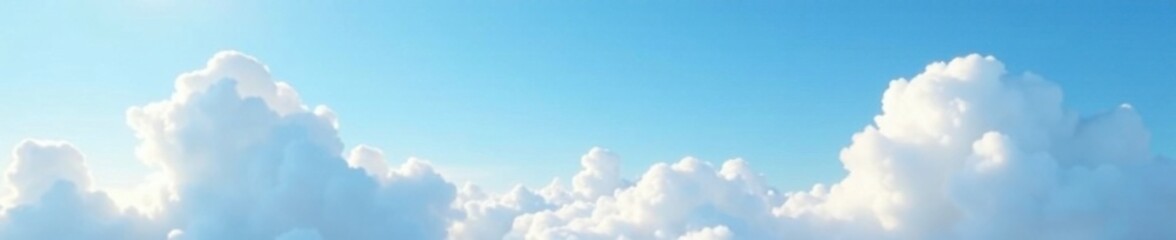 Obraz premium Soft white clouds float gently against a brilliant blue sky with hints of pastel hues, outdoor, blue