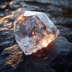 Transparent diamond glowing with pure brilliance high resolution picture