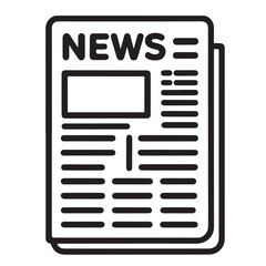 Simple black and white newspaper icon with bold news title ideal for media apps websites and print design