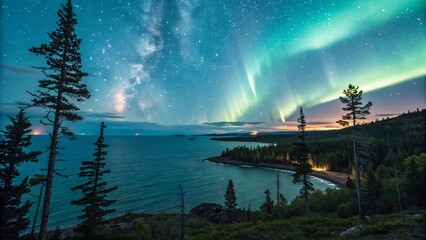 Celestial Landscape with Floating Gardens and Luminous Trees V1