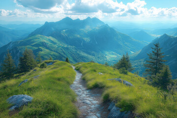 Fototapeta premium Aerial view of Carpathian Mountains with green and brown tones