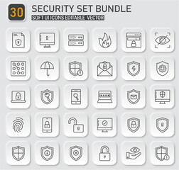 Set of thirty meticulously crafted security icons for software user interfaces