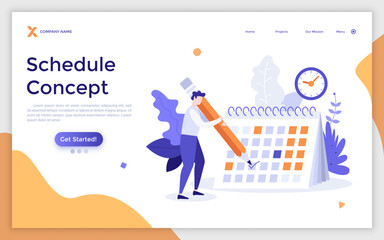 Flat Landing Page Template With Characters. Business Vector Illustration