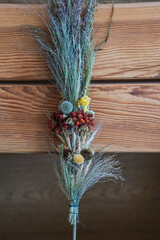 The process of making traditional Lithuanian Easter palm, using dried flowers and branches