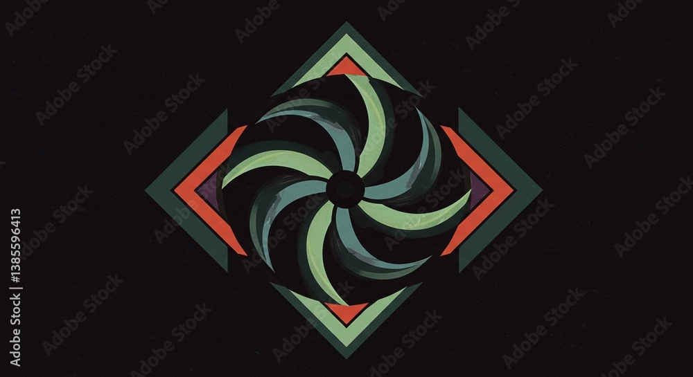 Aufkleber an abstract illustration featuring a geometric diamond shape with intricate interlaced patterns and 