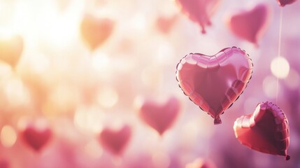 Obraz premium Heart Balloons Floating in Sunset