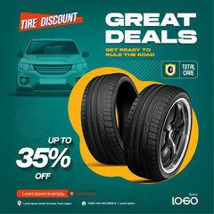 Car Tire Poster.  Social Media Design.
