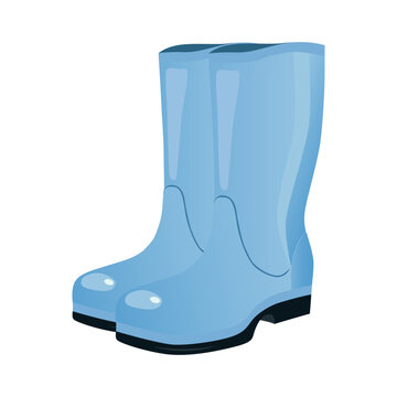 recommend clip art: Blue rubber boots. Flat vector illustration