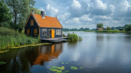 Obraz premium Picturesque Canal House in Netherlands