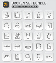 Unique Broken Elements UI Icons Vector Collection Representing Vulnerability