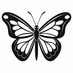 Black and white butterfly tattoo design with floral elements and vintage pattern