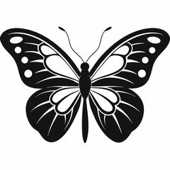 Black Butterfly Tattoo with Floral Elements and Nature Design