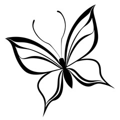 Black Butterfly Tattoo with Floral Elements and Nature Design