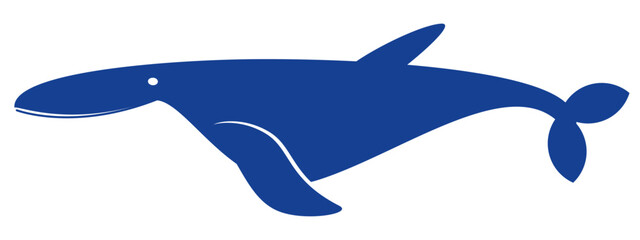 Illustration of a blue whale, blue whale vector flat illustration