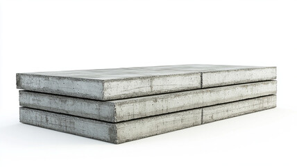 Stack of lightweight concrete panels on white background