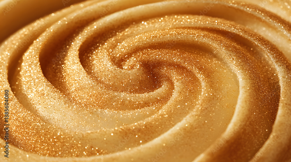 Poster golden swirl pattern with sparkling glitter for background design