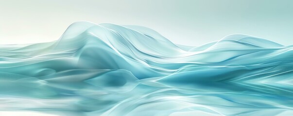 Fototapeta premium A serene and abstract representation of flowing water, showcasing smooth waves in shades of blue and white, evoking tranquility and calmness.