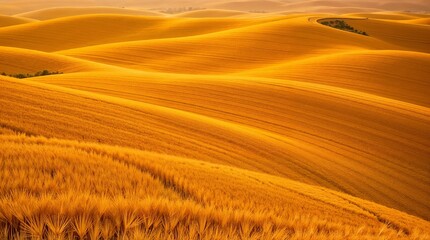 Fototapeta premium Golden Wheat Fields Rolling Under Sunset Glow 