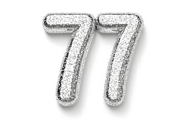 Silver Glitter Balloons Number 77 Celebrate