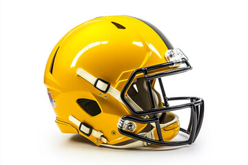 Fototapeta premium Yellow American Football Helmet Isolated on White Background