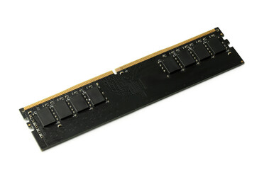 One black RAM module isolated on white