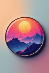 Minimalist design for a circular pin badge with subtle texture and flat edges, flat, circular, texture