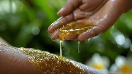 Experience the soothing touch of a honey massage, rejuvenating skin with natural ingredients while surrounded by lush greenery.