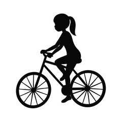 silhouette of a girl with bicycle