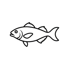 bullhead fish vector line art illustration