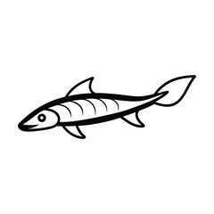 sturgeon fish vector line art illustration on white background