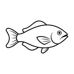 rockfish fish vector line art illustration