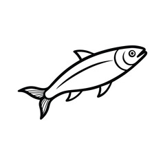herring fish vector line art illustration