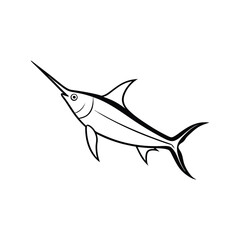 Fototapeta premium sword fish vector line art illustration