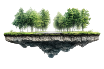 Floating Island Road Trees Nature Landscape isolated on transparent background