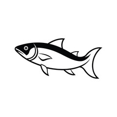 sockeye salmon fish vector line art illustration