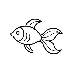 fancy gold fish vector line art illustration 
