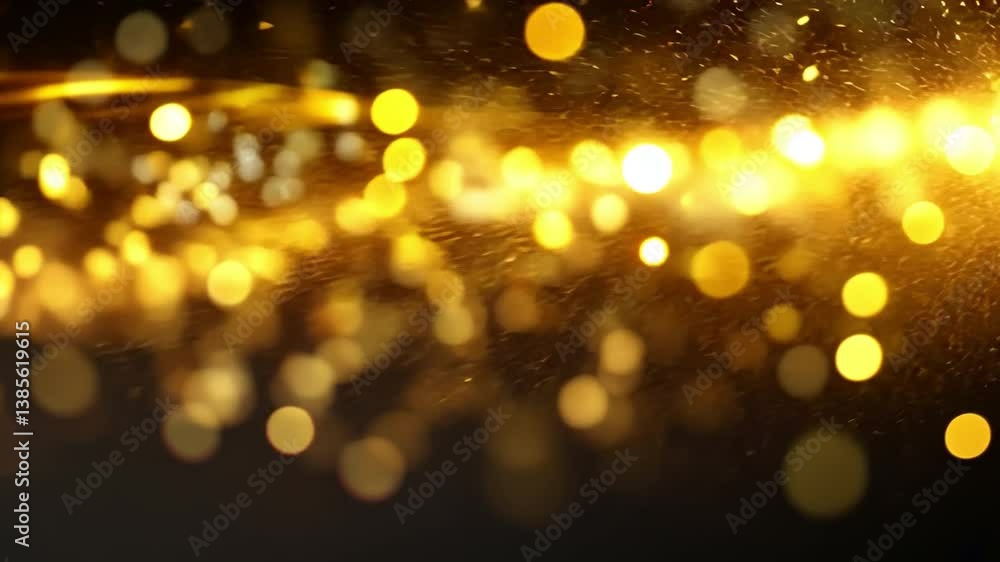 Aufkleber golden bokeh lights mesmerizing shimmering display creating festive atmosphere of joy against dark b