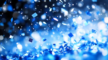 Abstract Blue Confetti Glittering in a Dreamlike Atmospheric Scene