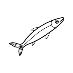 needle fish line art vector illustration on white background