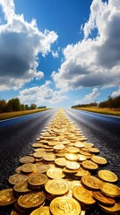 57. Financial freedom concept with open road