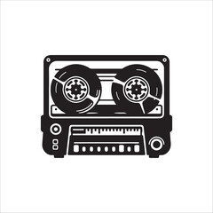audio cassette tape silhouette vector