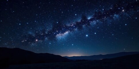 starry night sky with sparkling stars on black background, galaxies, cosmic
