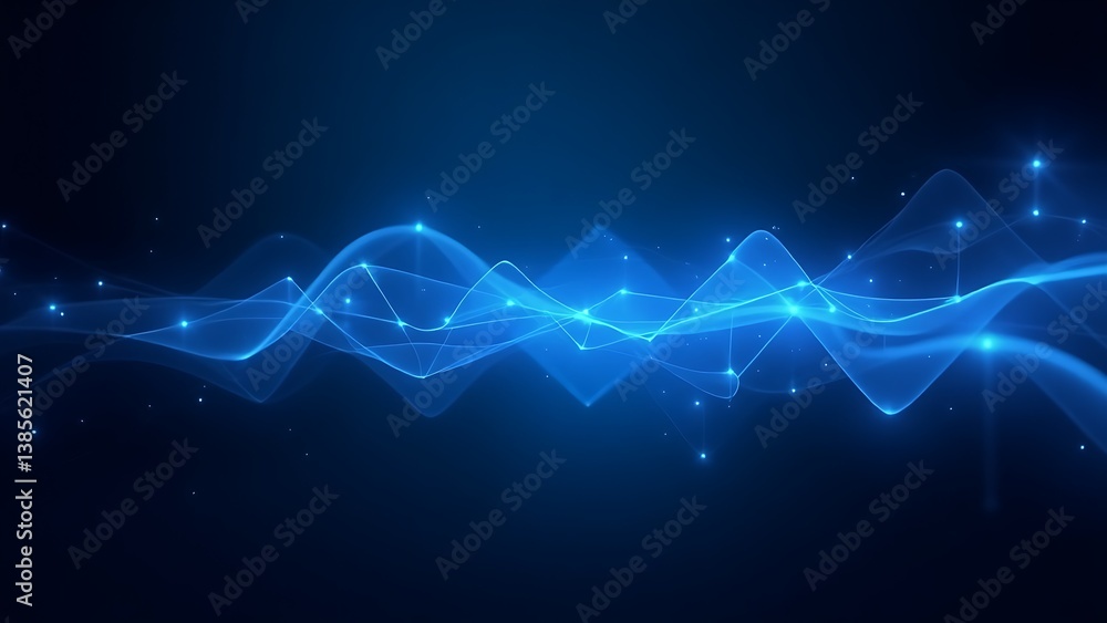 Poster blue abstract technology background with glowing network connection lines