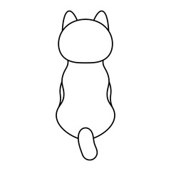Sitting Cartoon Cat Outline Vector Illustration. This minimalist vector illustration features the clean black outline of a sitting cartoon cat.