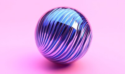 Fototapeta premium Shiny sphere on pink background
