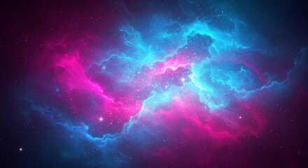 Fototapeta premium Crimson & Azure Nebula AI Generated