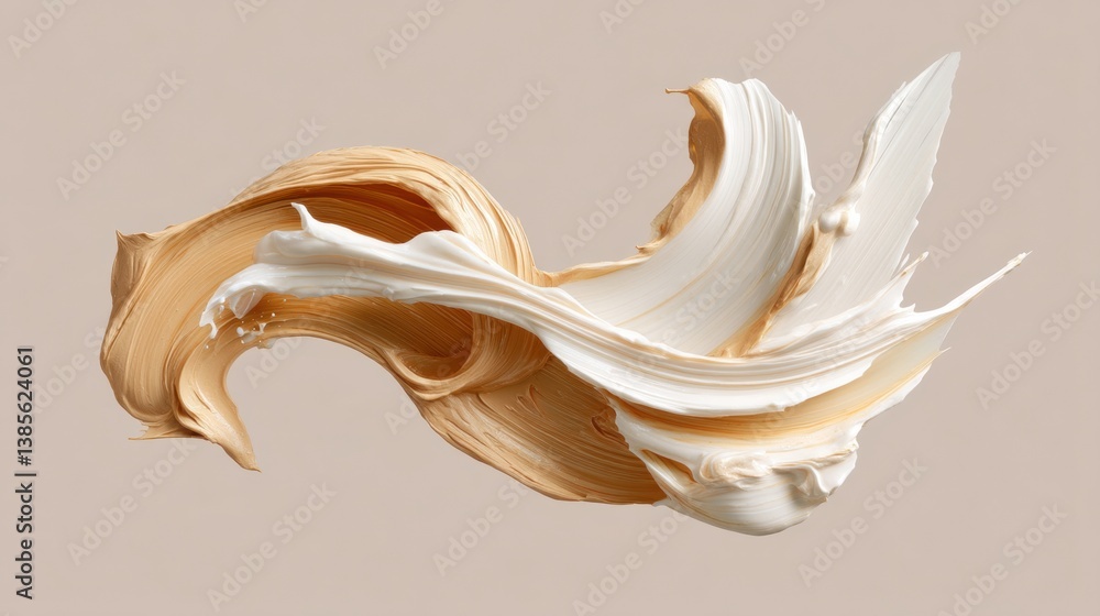 Poster abstract flowing forms in soft neutral tones.