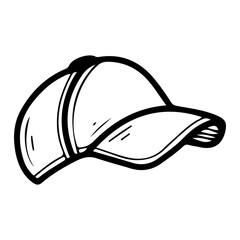 Sports baseball cap. Hand drawn doodle. Headwear. Wear for training. Summer sun visor. Vector line art illustration.