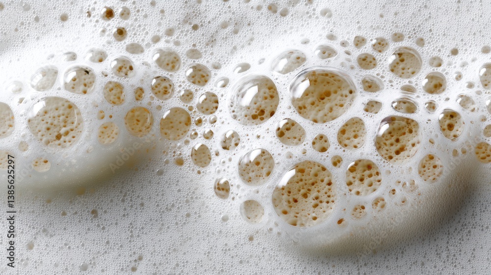 Poster bubbles with varying sizes on a textured surface.