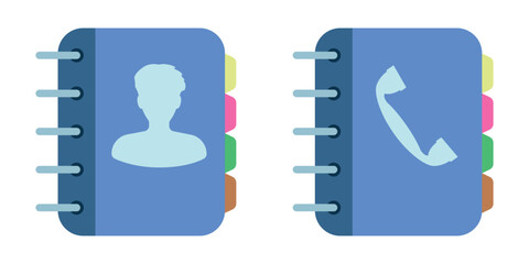 Address books. The logo of a notebook with contacts. Catalog of names, list. Telephone book. EPS 10. Vector illustrations